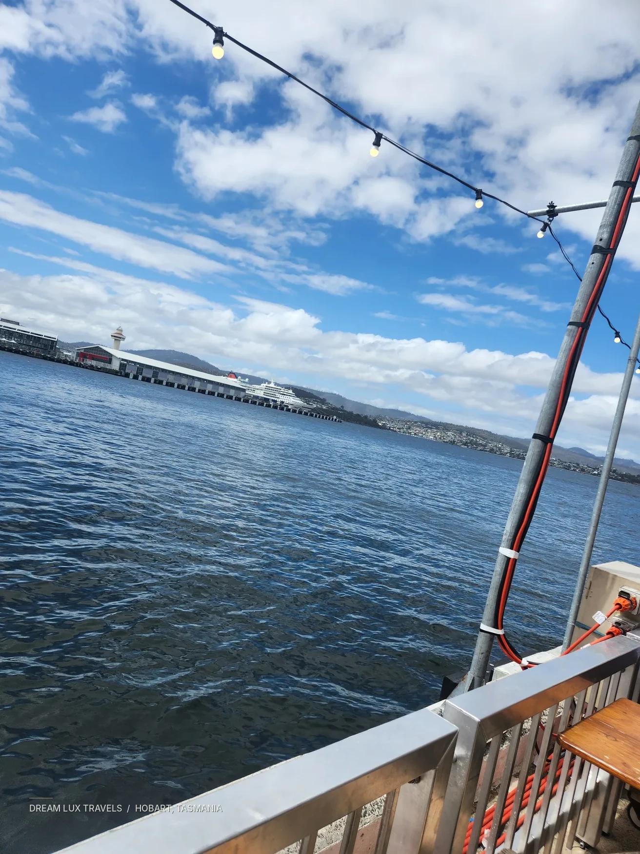 A view of the water from a boat in Hobart, Tasmania.