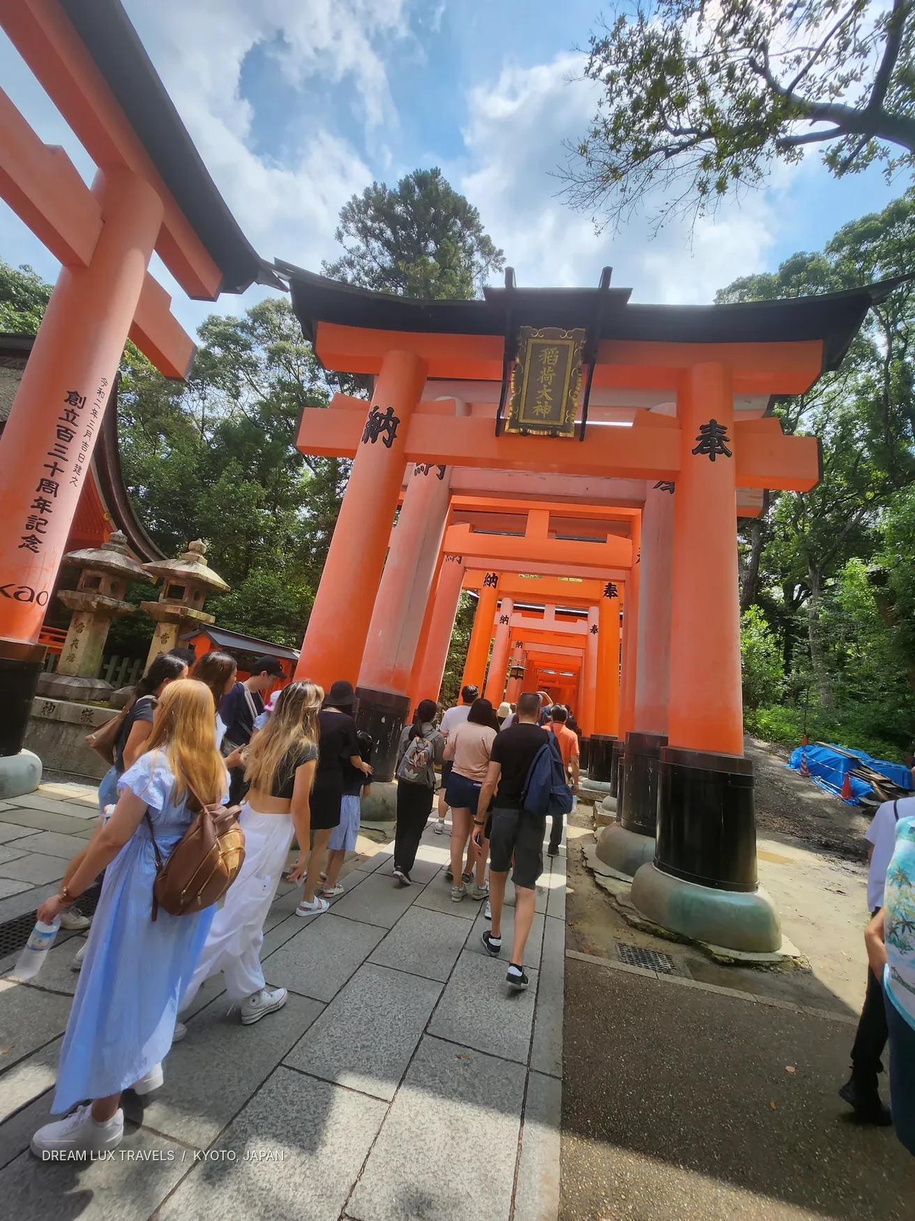 Orange-red torii gates at Fushimi Inari in Kyoto.